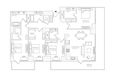 Floor plan for 4 beds, 3 baths, 2171 sqft